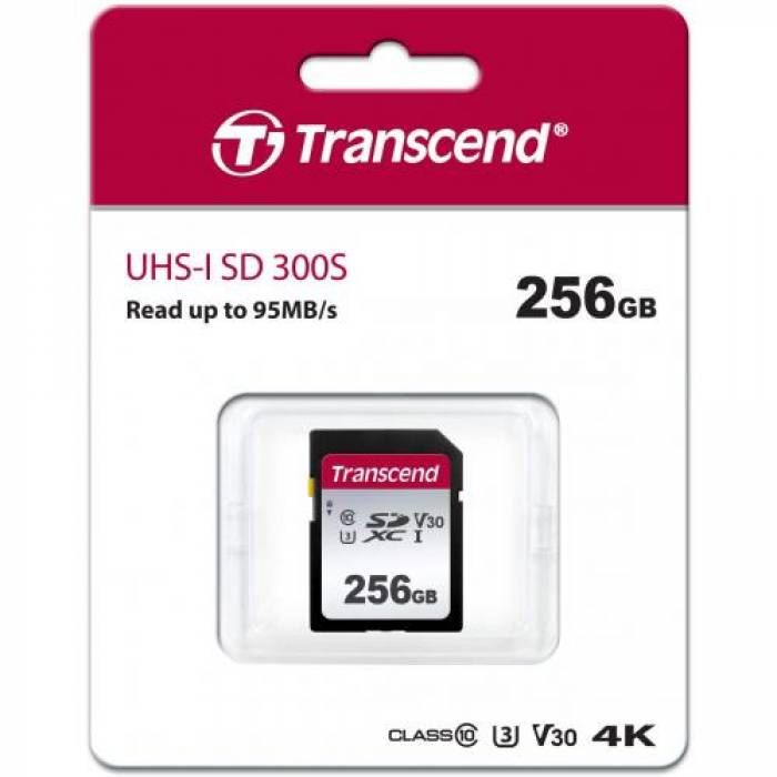 Memory Card SDXC Transcend 300S 256GB, Class 10, UHS-I U3, V30