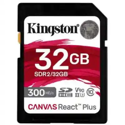 Memory SDHC Kingston Canvas React Plus 32GB, Class 10, UHS-II U3, V90