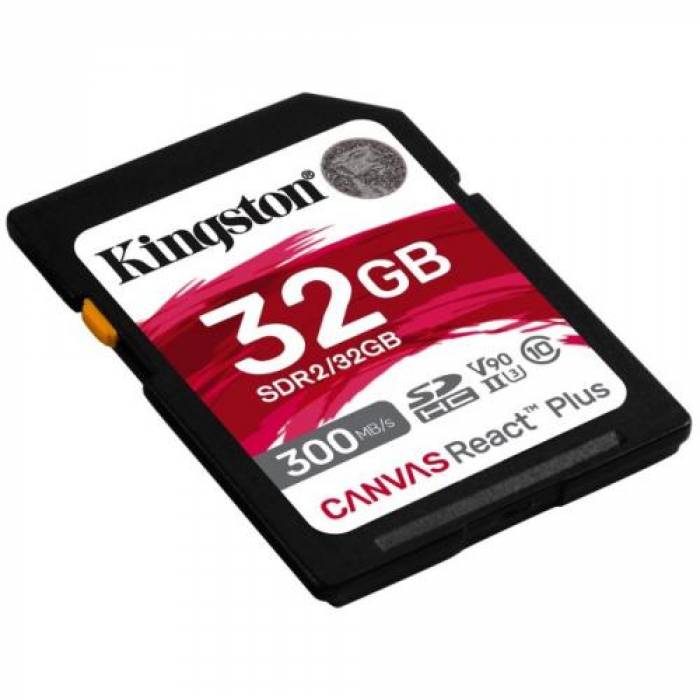 Memory SDHC Kingston Canvas React Plus 32GB, Class 10, UHS-II U3, V90