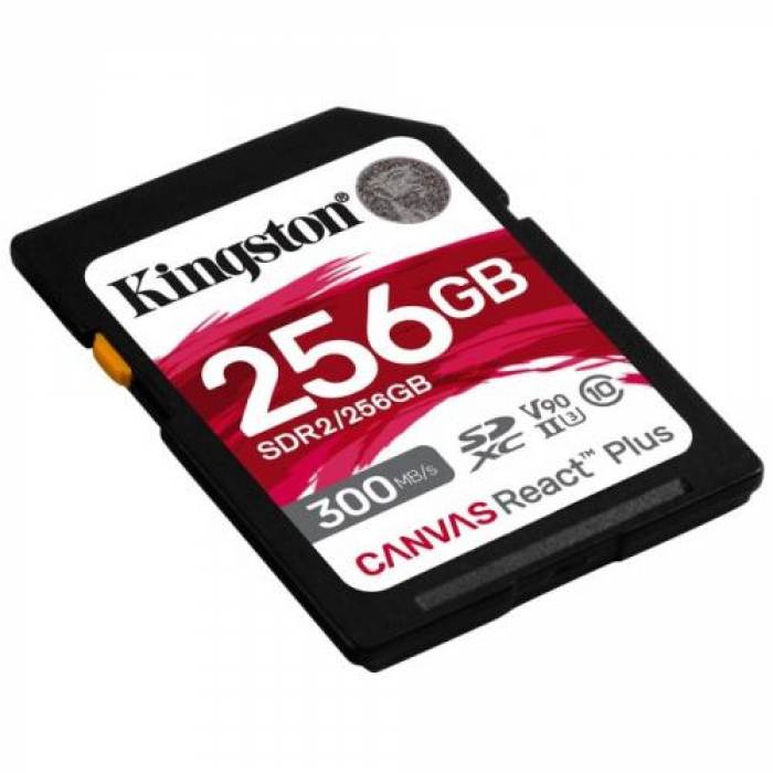 Memory SDXC Kingston Canvas React Plus 256GB, Class 10, UHS-II U3, V90