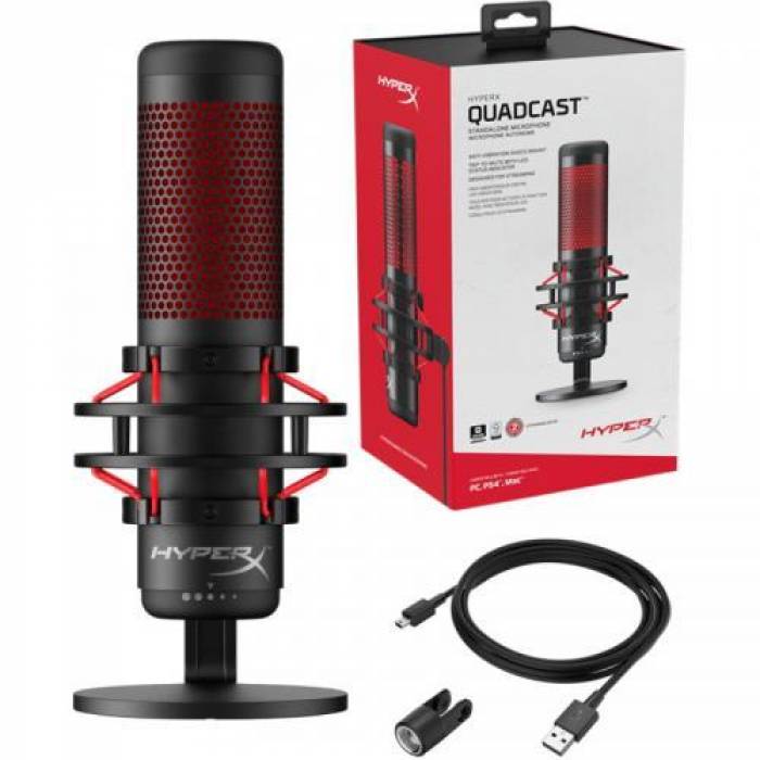 Microfon HP HyperX QuadCast, Black-Red