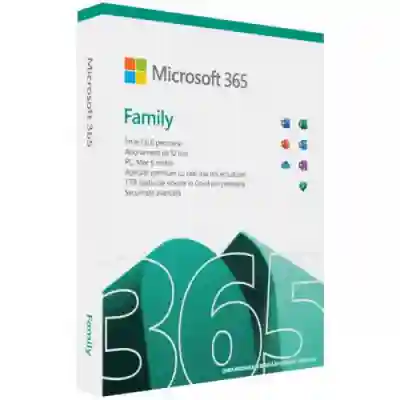 Microsoft 365 Family P8, Engleza, Medialess Retail, 1Year/1User