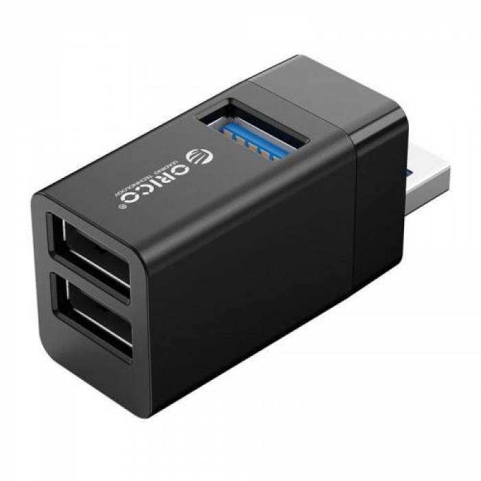 Mini Hub USB Orico MINI-U32-BK, 2x USB 2.0, 1x USB 3.2 gen 1, Black