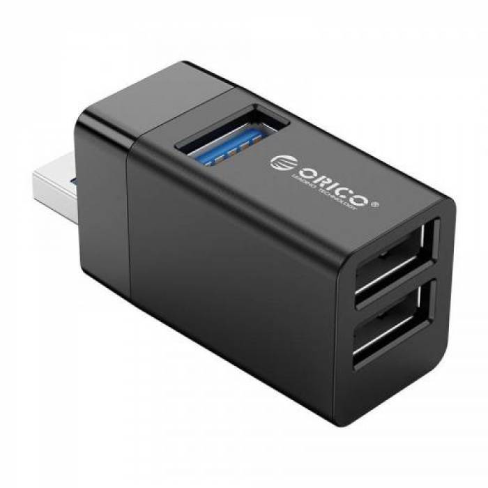 Mini Hub USB Orico MINI-U32-BK, 2x USB 2.0, 1x USB 3.2 gen 1, Black