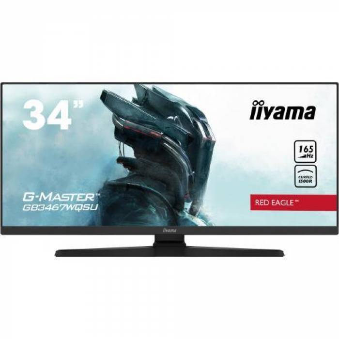 Monitor LED Curbat Iiyama G-MASTER Red Eagle GB3467WQSU-B5, 34inch, 3440x1440, 0.4ms, Black