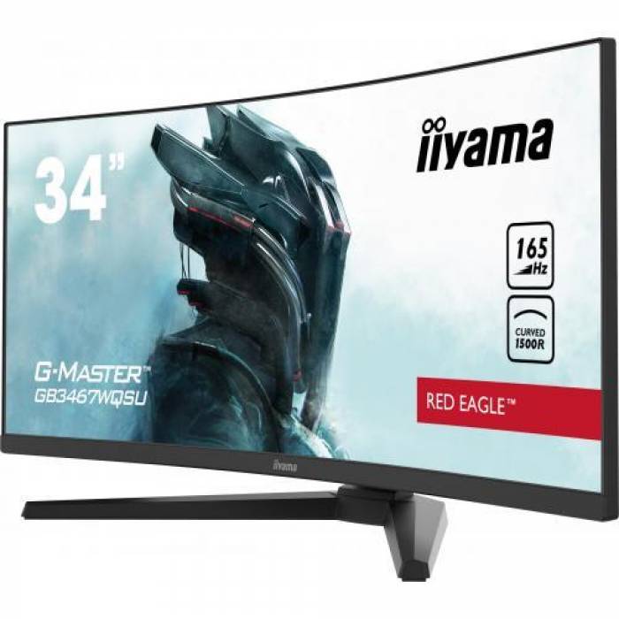 Monitor LED Curbat Iiyama G-MASTER Red Eagle GB3467WQSU-B5, 34inch, 3440x1440, 0.4ms, Black