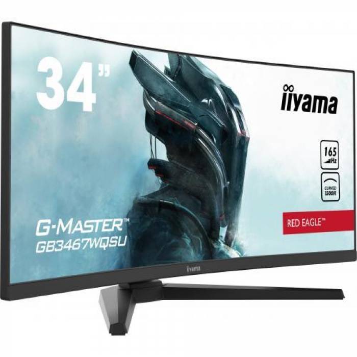 Monitor LED Curbat Iiyama G-MASTER Red Eagle GB3467WQSU-B5, 34inch, 3440x1440, 0.4ms, Black