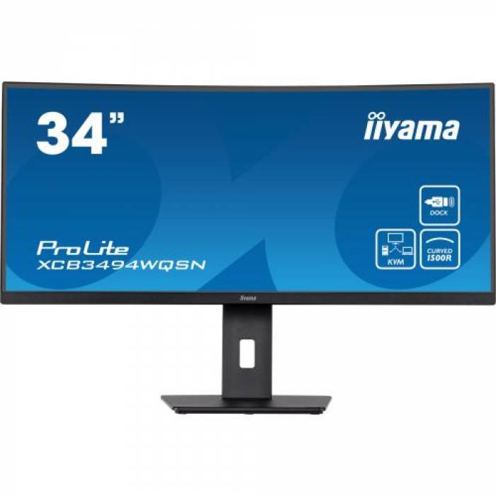 Monitor LED Curbat Iiyama ProLite XCB3494WQSN-B5, 34inch, 3440x1440, 0.4ms, Black