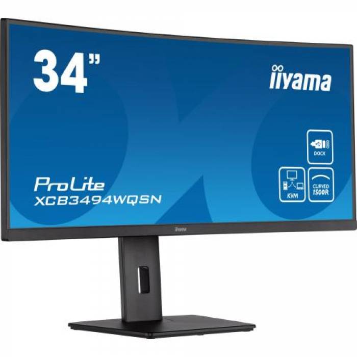 Monitor LED Curbat Iiyama ProLite XCB3494WQSN-B5, 34inch, 3440x1440, 0.4ms, Black