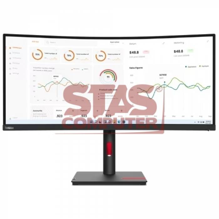 Monitor LED Curbat Lenovo ThinkVision T34w-30, 34inch, 3440x1440, 4ms, Raven Black