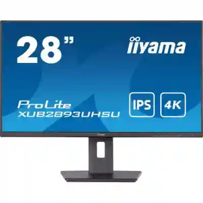 Monitor LED Iiyama XUB2893UHSU-B5, 28inch, 3840x2160, 3ms GTG, Black