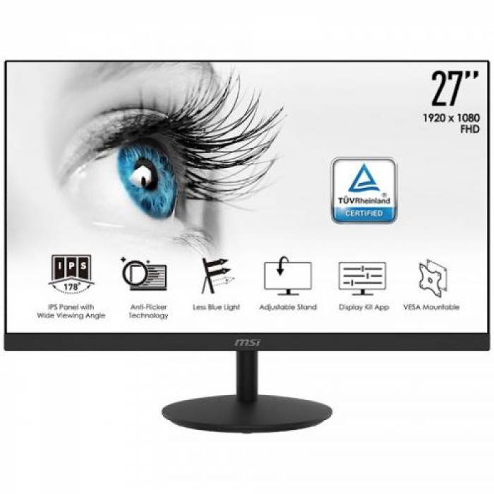 Monitor LED MSI Pro MP271, 27inch, 1920x1080, 5 ms, Black