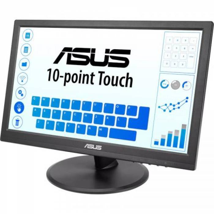 Monitor LED Touchscreen ASUS VT168HR, 15.6inch, 1366x768, 5ms, Black