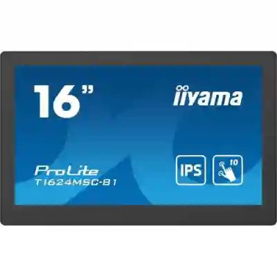 Monitor LED Touchscreen Iiyama T1624MSC-B1, 15.6inch, 25ms GTG, 1920x1080, Black