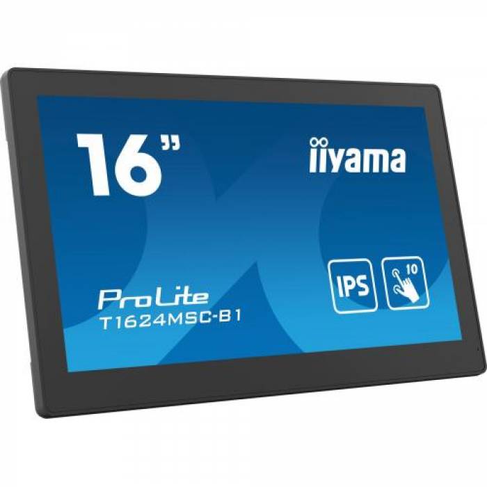 Monitor LED Touchscreen Iiyama T1624MSC-B1, 15.6inch, 25ms GTG, 1920x1080, Black
