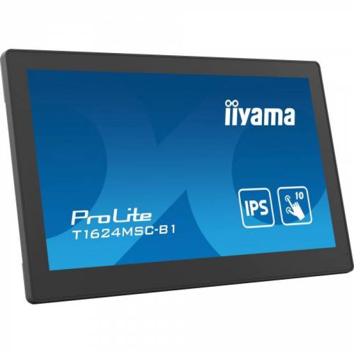 Monitor LED Touchscreen Iiyama T1624MSC-B1, 15.6inch, 25ms GTG, 1920x1080, Black