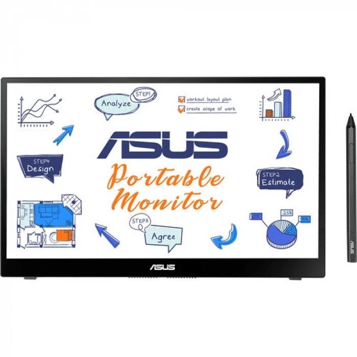 Monitor LED Touchscreen Portabil ASUS MB14AHD, 14inch, 1920x1080, 5ms GTG, Black