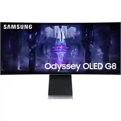 Monitor OLED Curbat Samsung Odyssey G8 LS34BG850SU, 34inch, 3440x1440, 0.1ms GTG, Silver