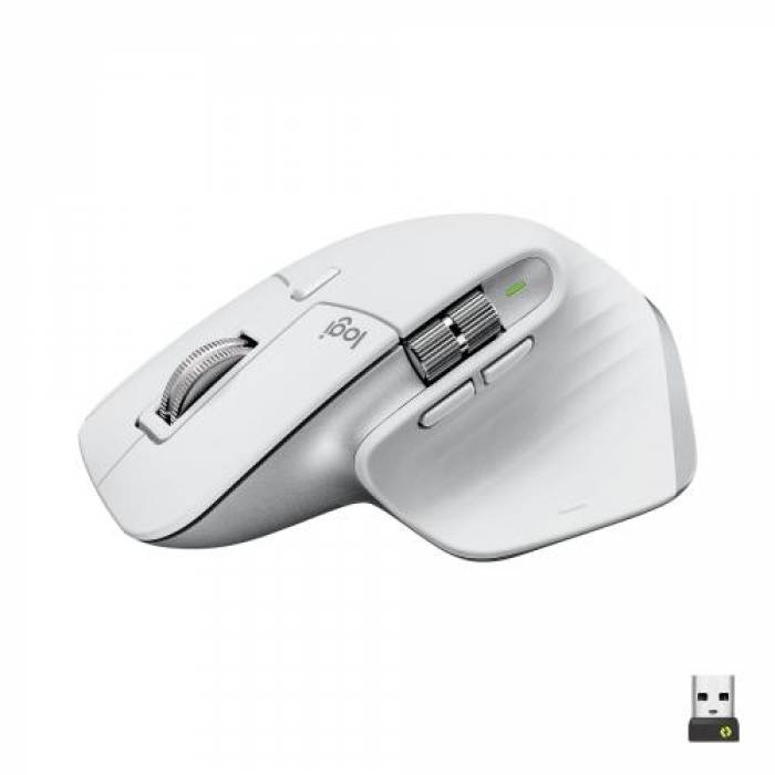 Mouse Laser Logitech MX MASTER 3S, USB Wireless/Bluetooth, Pale Grey