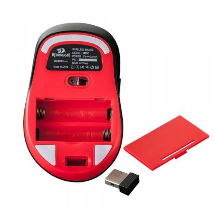 Mouse Laser Redragon M650, USB Wireless, Negru-Rosu