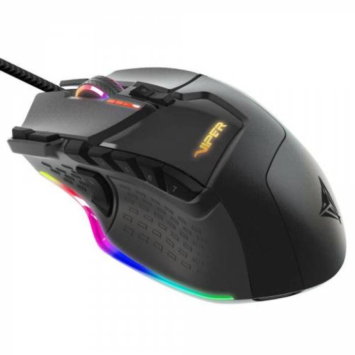 Mouse Laser Viper Patriot, RGB LED, USB, Black