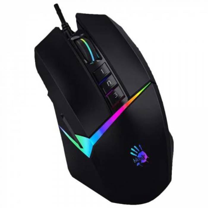 Mouse Optic A4Tech Bloody W60-MAX, RGB LED, USB, Black