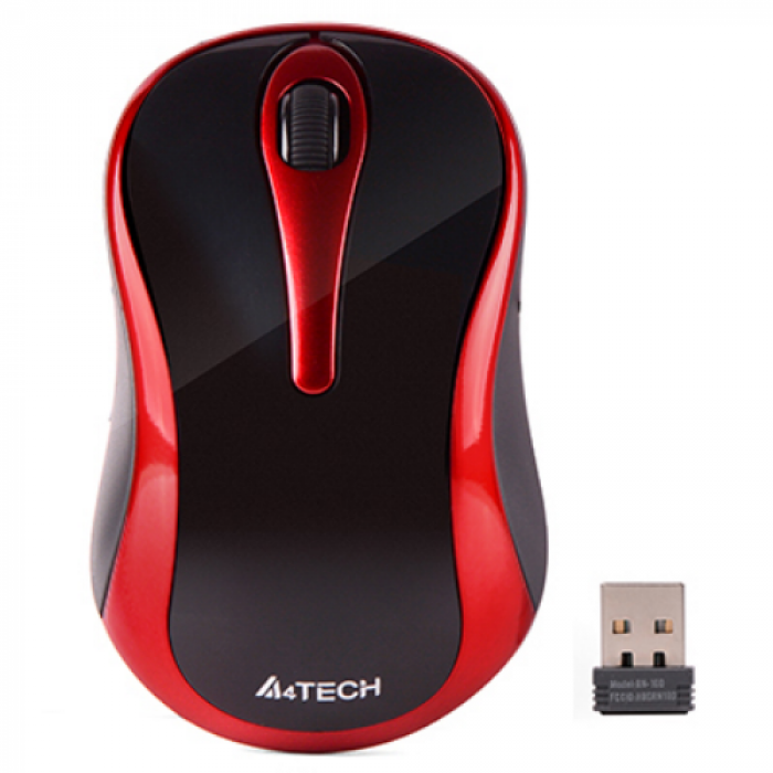 Mouse Optic A4Tech G3-280N-BR, USB Wireless, Black-Red