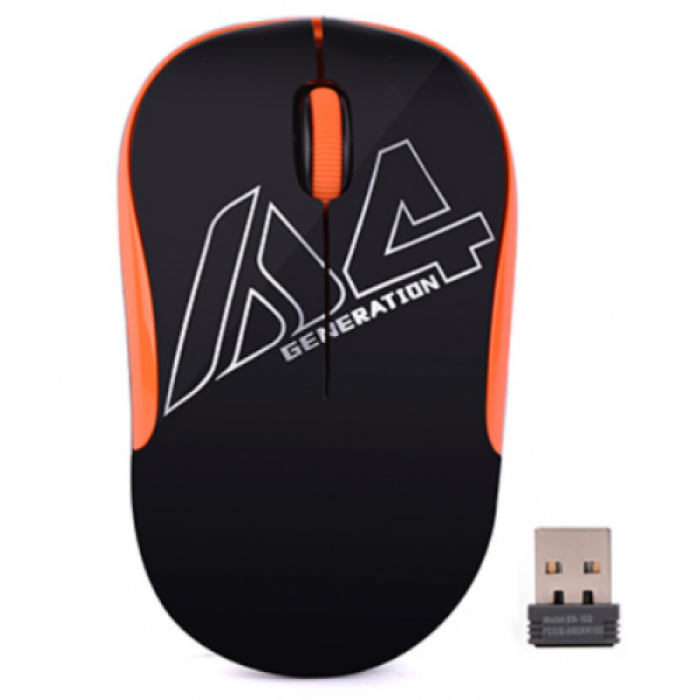 Mouse Optic A4Tech G3-300N-BO, USB Wireless, Black-Orange