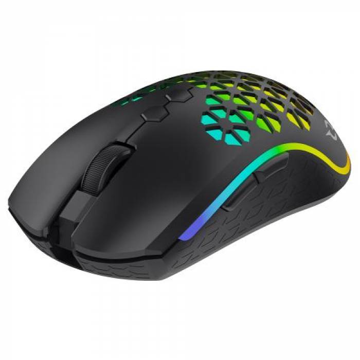 Mouse Optic AQIRYS Polaris RGB, USB Wireless, Black