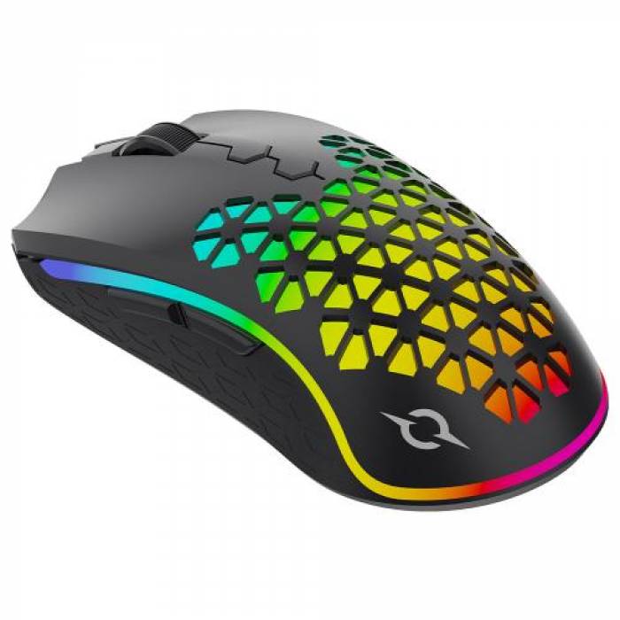 Mouse Optic AQIRYS Polaris RGB, USB Wireless, Black