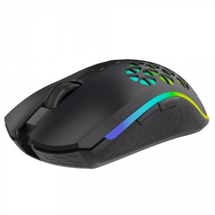 Mouse Optic AQIRYS Polaris RGB, USB Wireless, Black