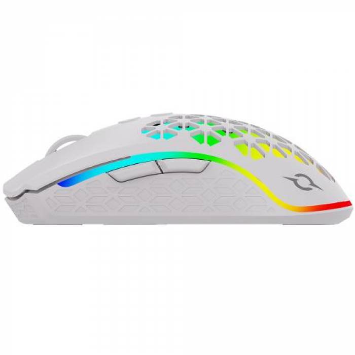 Mouse Optic AQIRYS Polaris RGB, USB Wireless, White