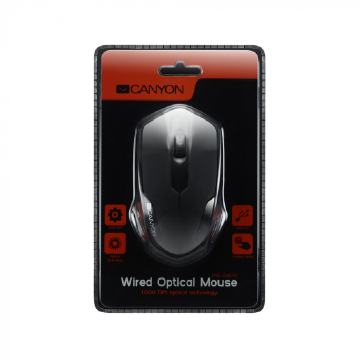 Mouse Optic Canyon CNE-CMS02B, USB, Black