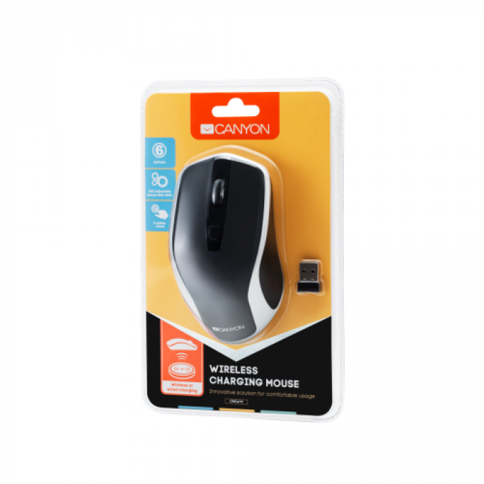 Mouse Optic Canyon CNS-CMSW19B, USB Wireless, Black-Silver