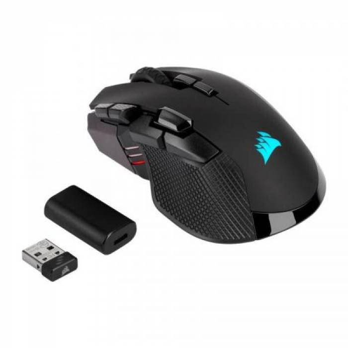 Mouse Optic Corsair Ironclaw, RGB LED, USB Wireless, Black