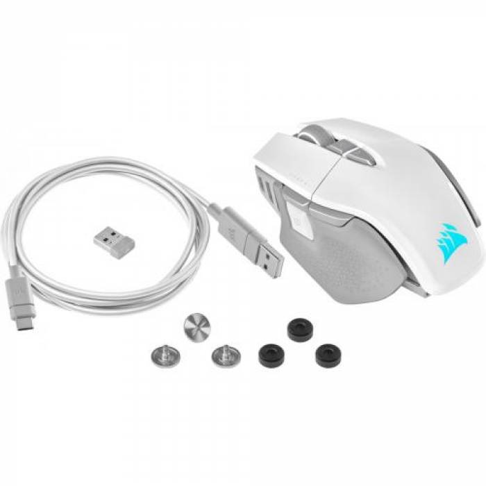 Mouse Optic Corsair M65 RGB Ultra Wireless, USB Wireless/Bluetooth , White-Grey