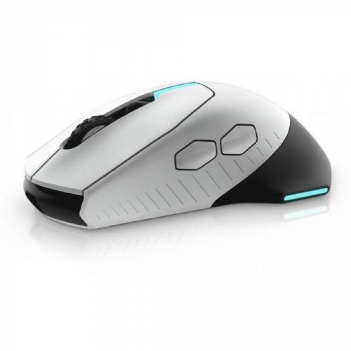 Mouse Optic Dell Alienware AW610M, RGB LED, USB/USB Wireless, Lunar Light