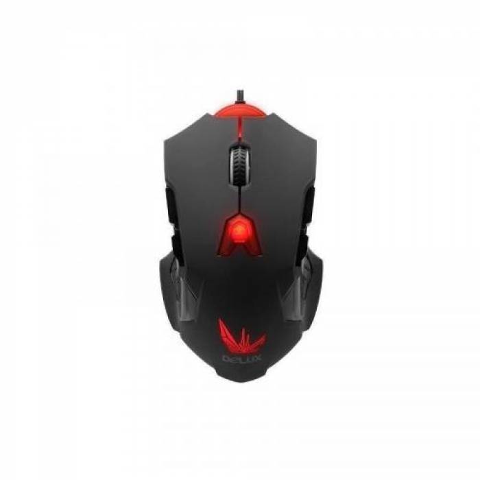 Mouse Optic Delux DLM-811, Red LED, USB, Black