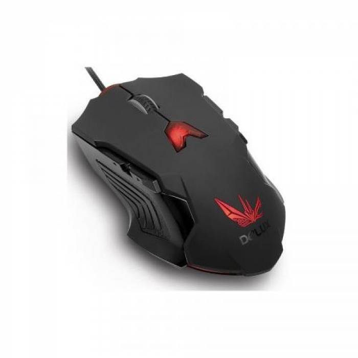 Mouse Optic Delux DLM-811, Red LED, USB, Black