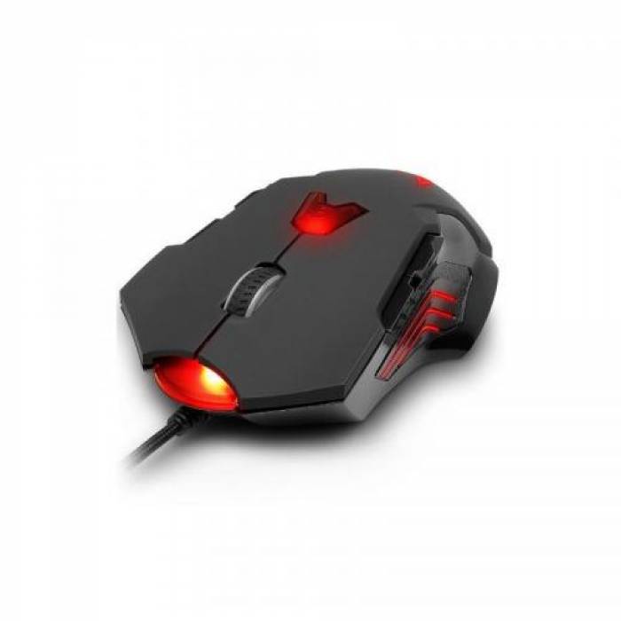 Mouse Optic Delux DLM-811, Red LED, USB, Black