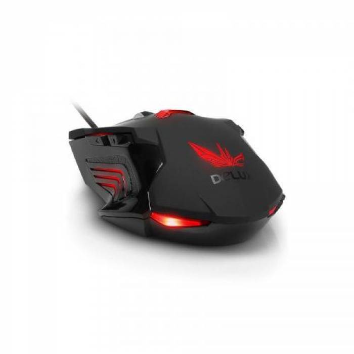 Mouse Optic Delux DLM-811, Red LED, USB, Black