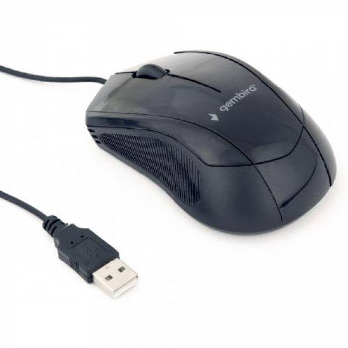 Mouse Optic Gembird MUS-3B-02, USB, Black