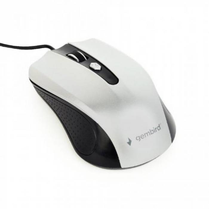 Mouse Optic Gembird MUS-4B-01-BS, USB, Black-Silver