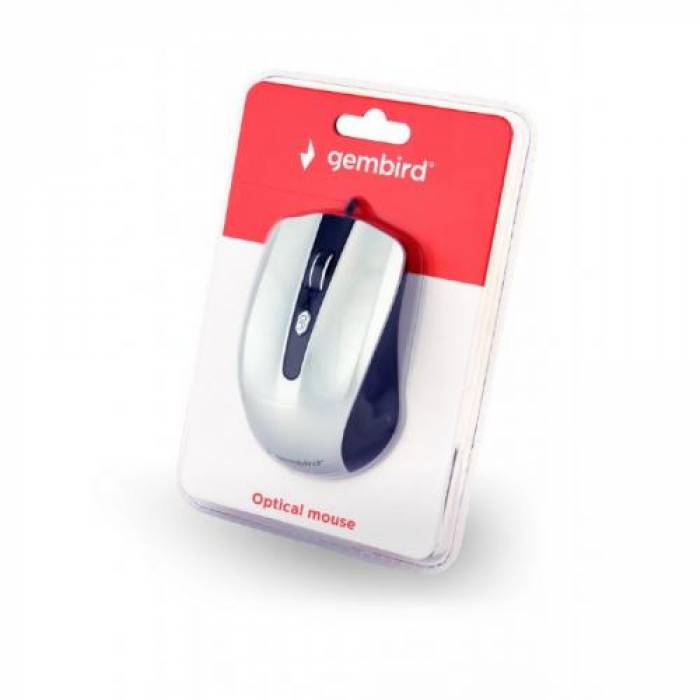 Mouse Optic Gembird MUS-4B-01-BS, USB, Black-Silver