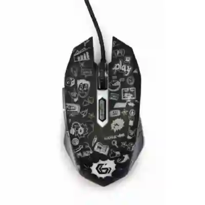 Mouse Optic Gembird MUS-6B-GRAFIX-01, USB, Black-White