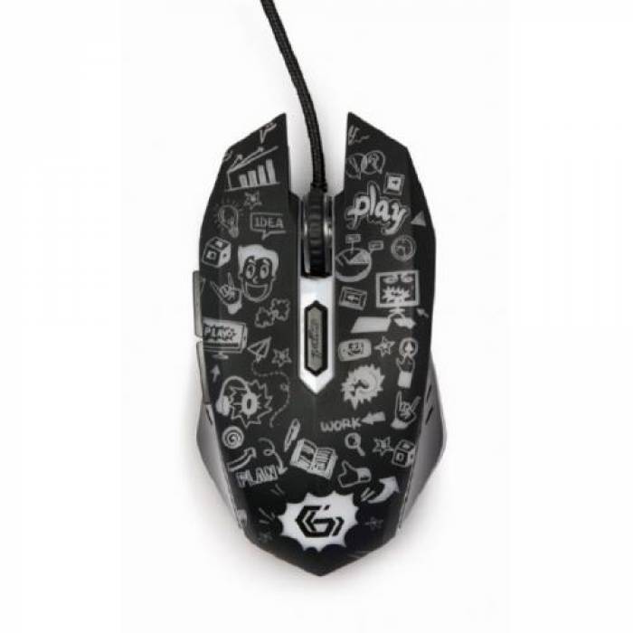 Mouse Optic Gembird MUS-6B-GRAFIX-01, USB, Black-White