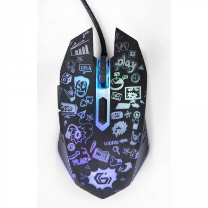 Mouse Optic Gembird MUS-6B-GRAFIX-01, USB, Black-White