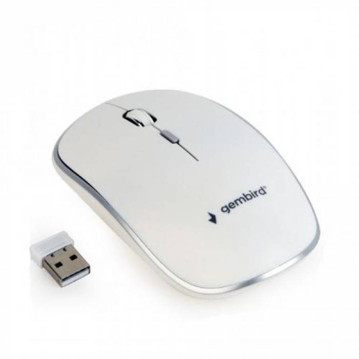 Mouse Optic Gembird MUSW-4B-01-W, USB wireless, White