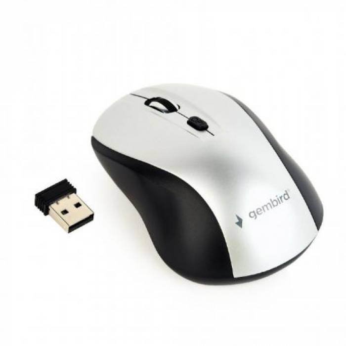 Mouse Optic Gembird MUSW-4B-02-BS, USB Wireless, Black-Silver