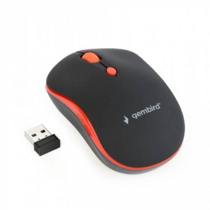 Mouse Optic Gembird MUSW-4B-03-R, USB Wireless, Black-Red